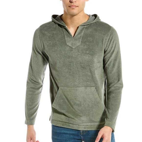 Faherty M Mens Cabana Baja Hoodie In Green Pull Over Fleece - Picture 1 of 10